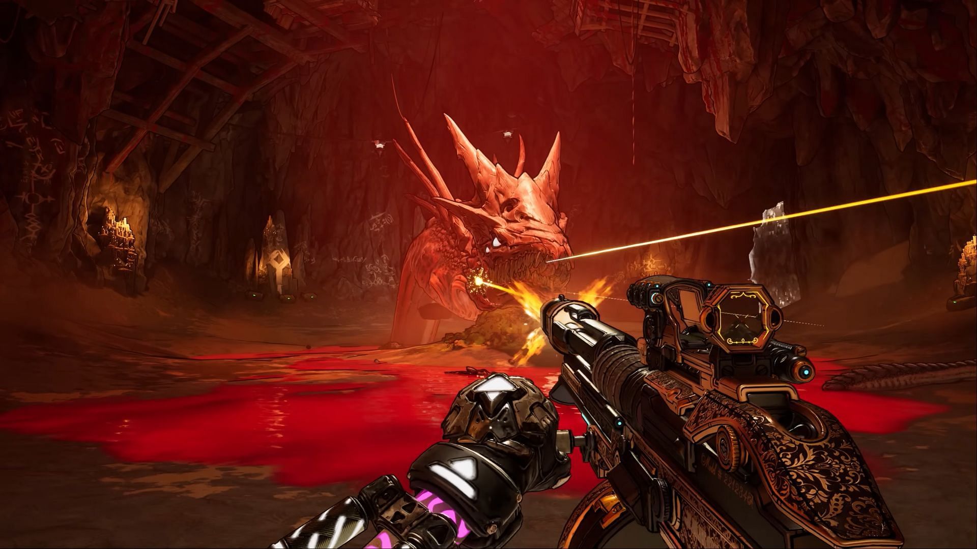 Defeat powerful bosses for a chance to gain a Legendary loot drop (Image via 2K)